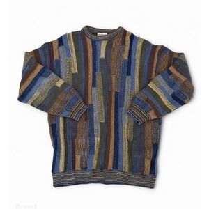 Vintage Norm Thompson XL Grandpa Sweater 90s Textured Knit Bold Geometric